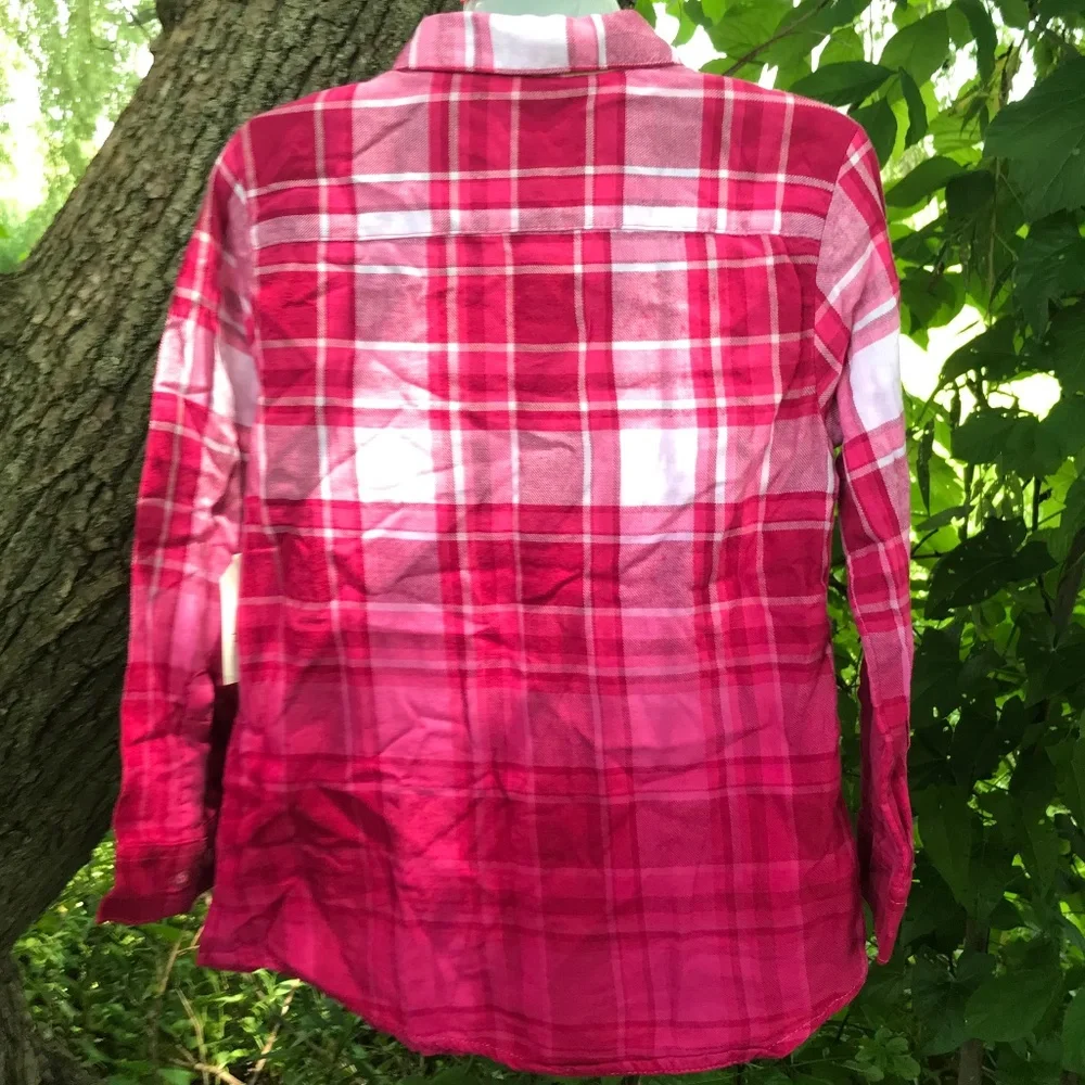🍓NWT Button Down Western Spring Ombre Plaid Shirt